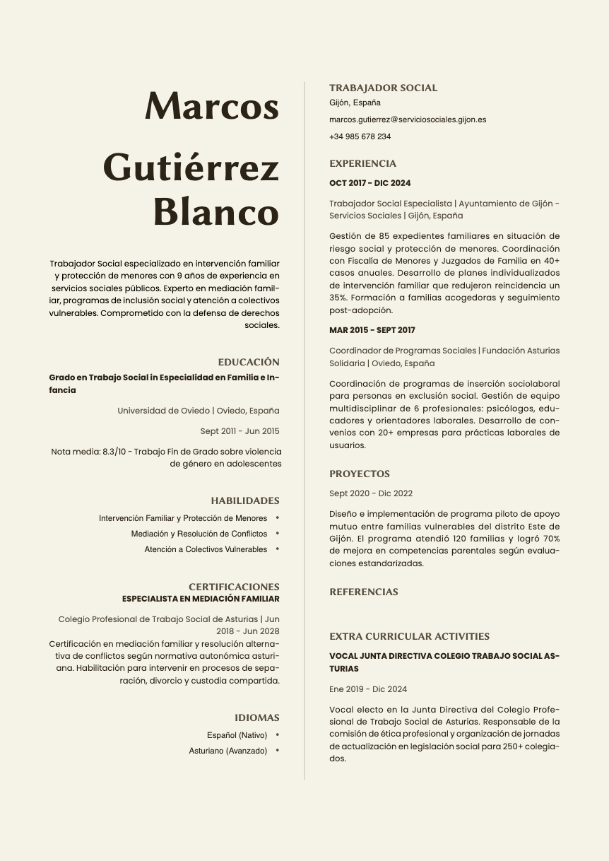 Amber - Resume and CV template preview, professional ATS-friendly design