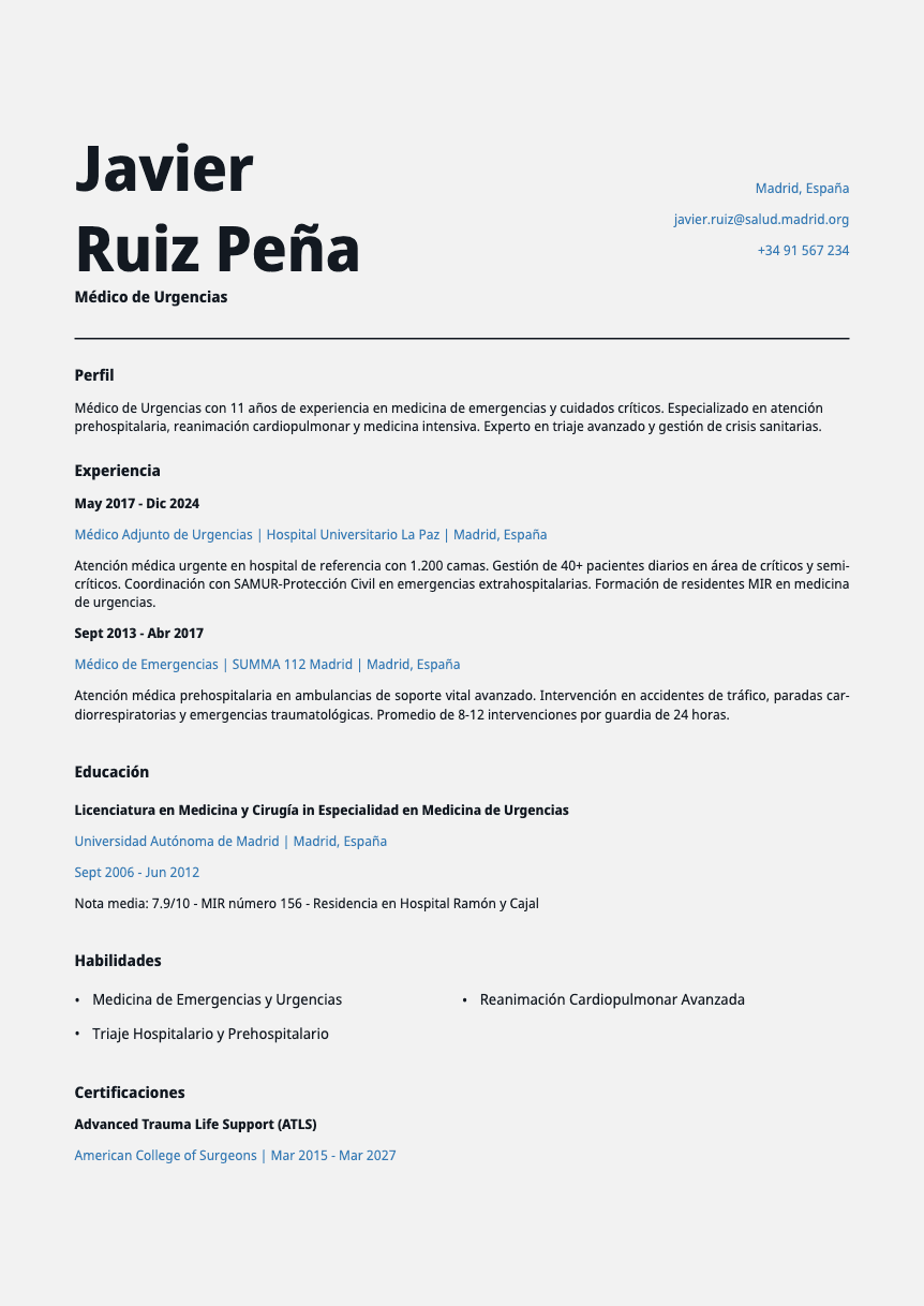 Cobalt - Resume and CV template preview, professional ATS-friendly design