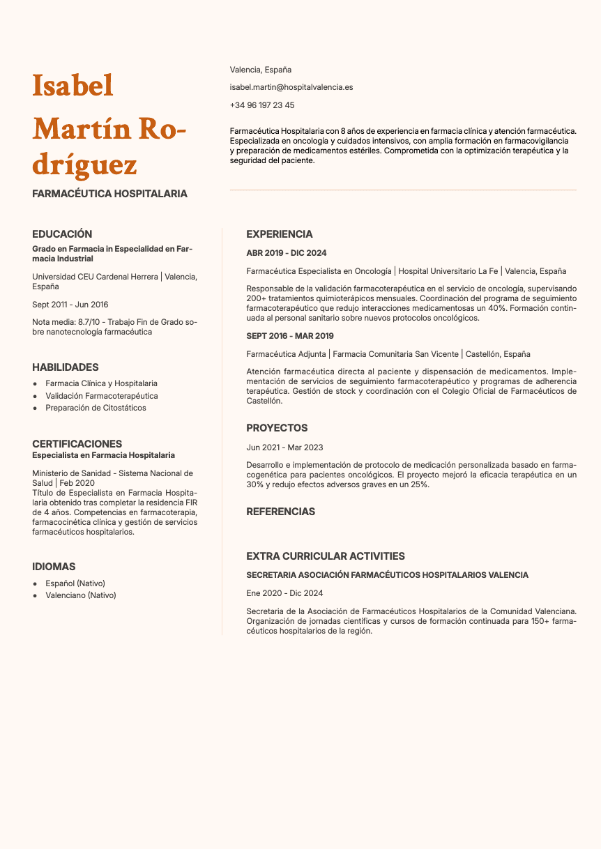 Obsidian - Resume and CV template preview, professional ATS-friendly design