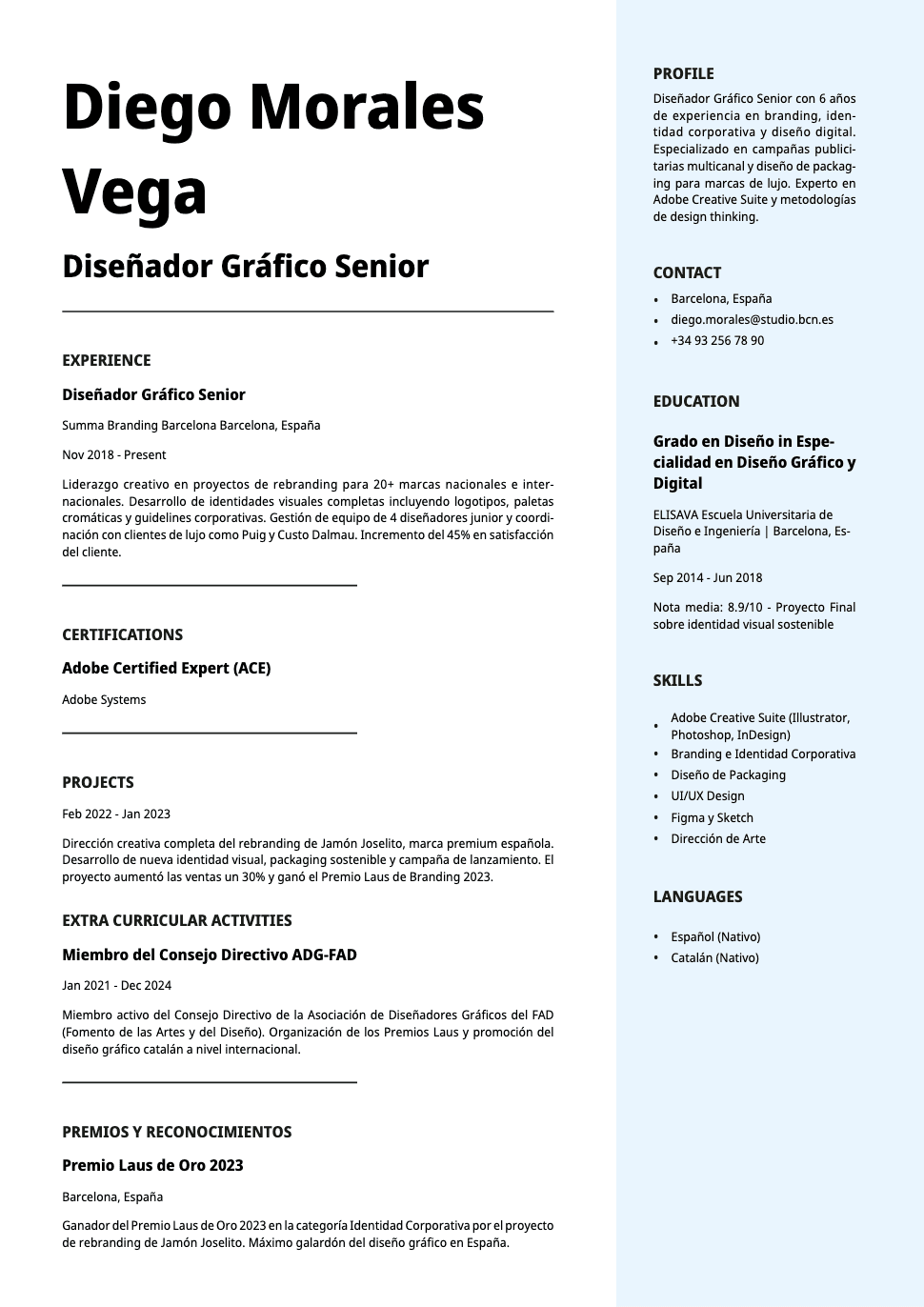 Vanta - Resume and CV template preview, professional ATS-friendly design