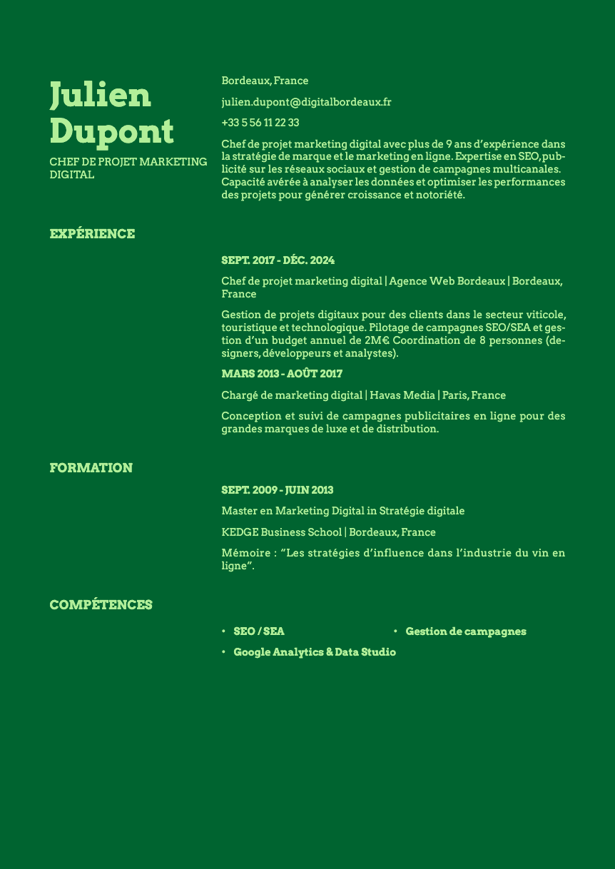 Emerald Resume Template