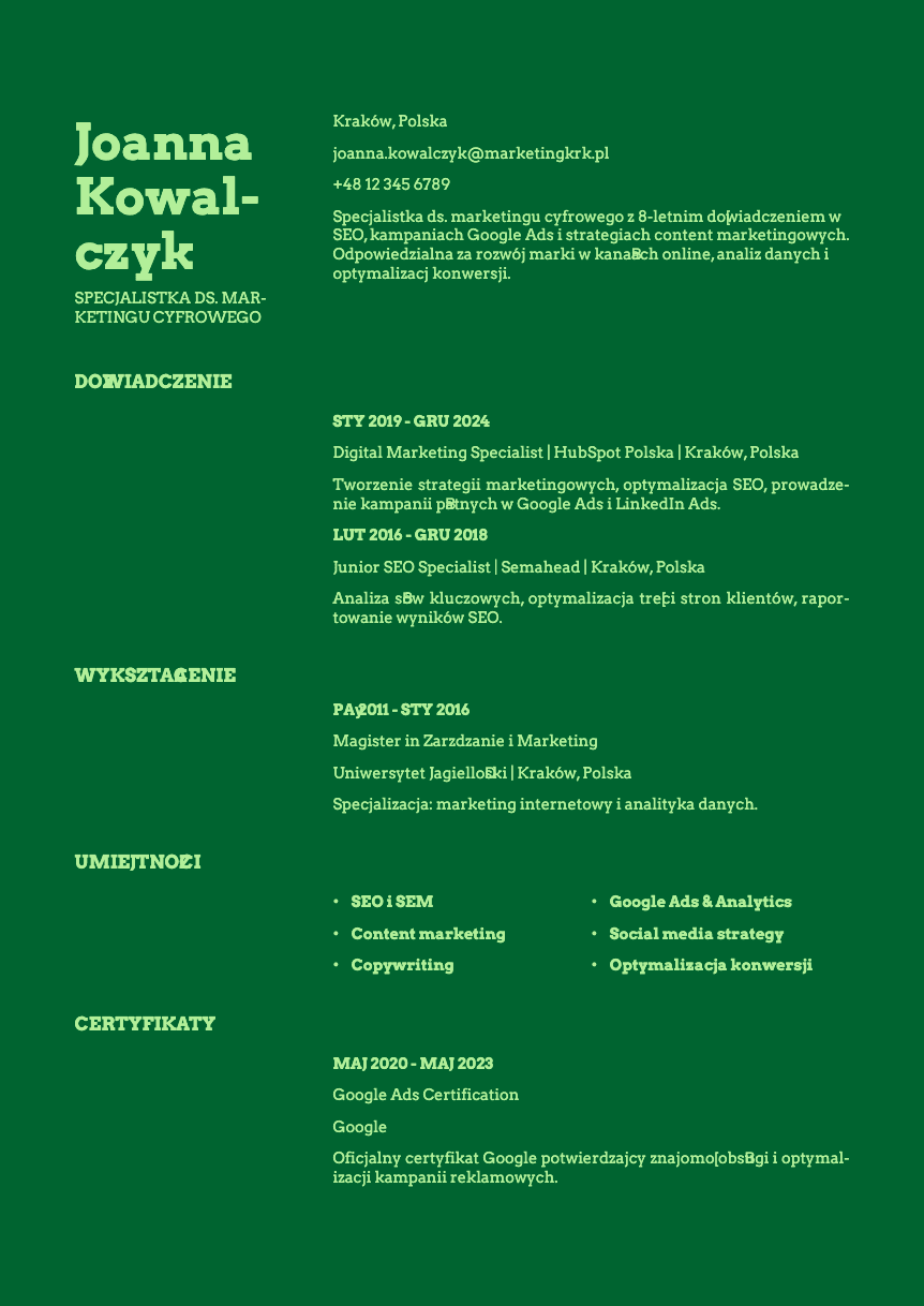 Emerald Resume Template