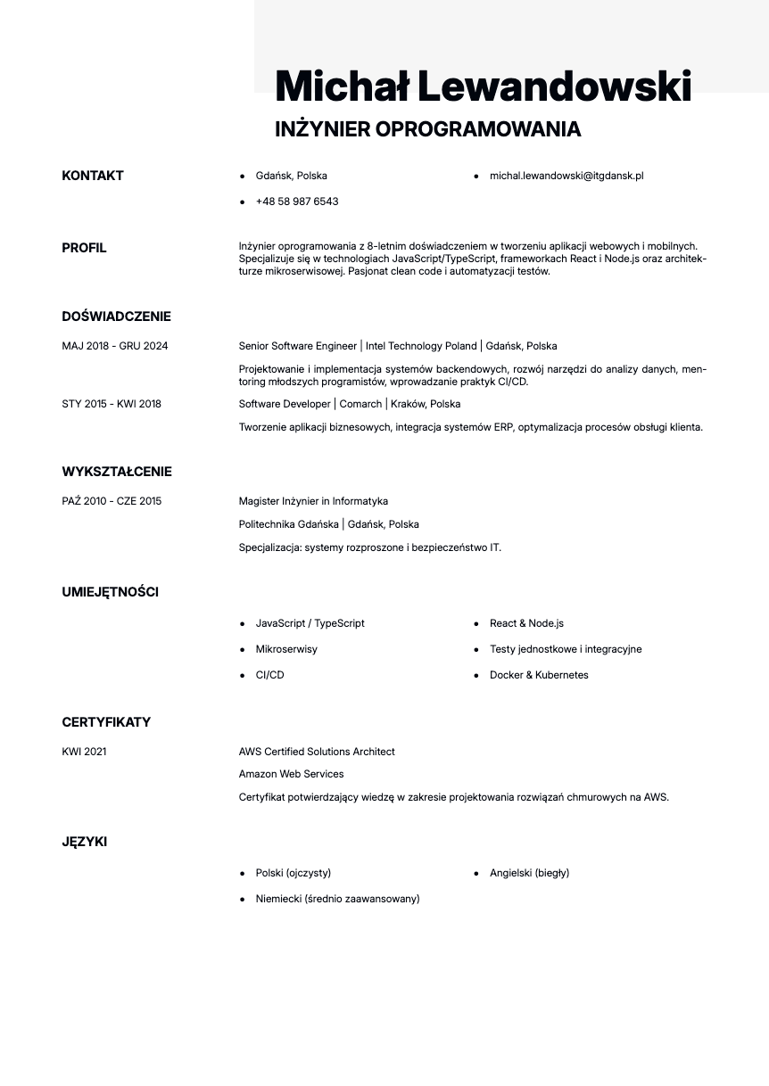 Ivory Resume Template
