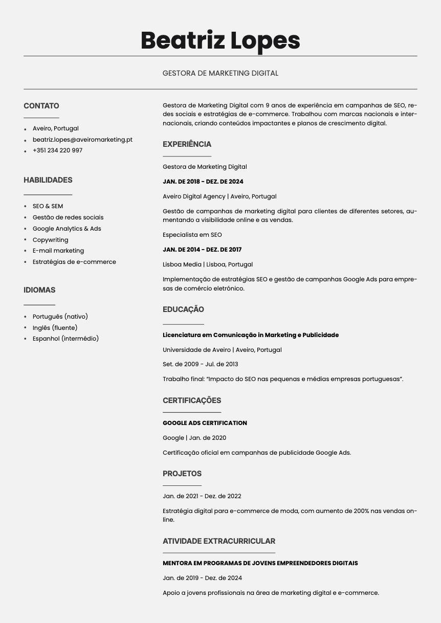 Quartz Resume Template