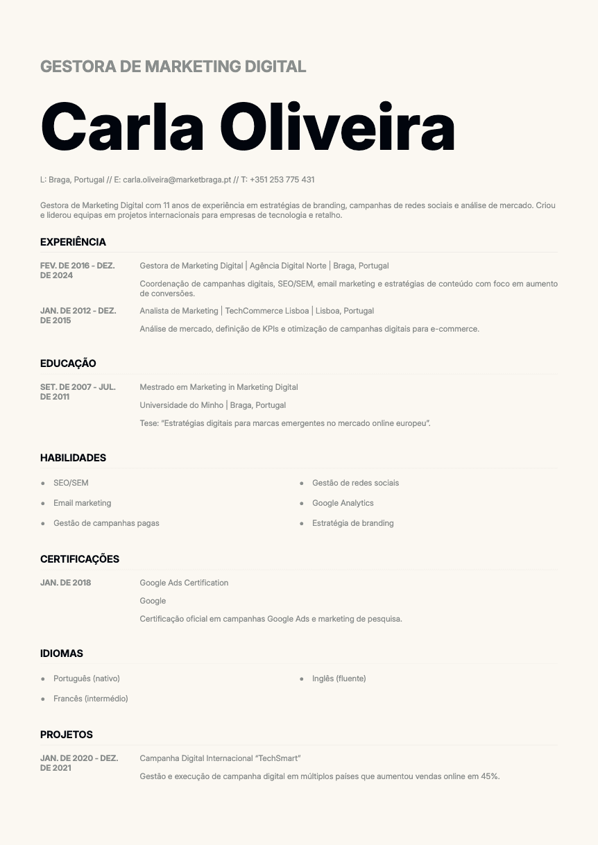Zinc Resume Template