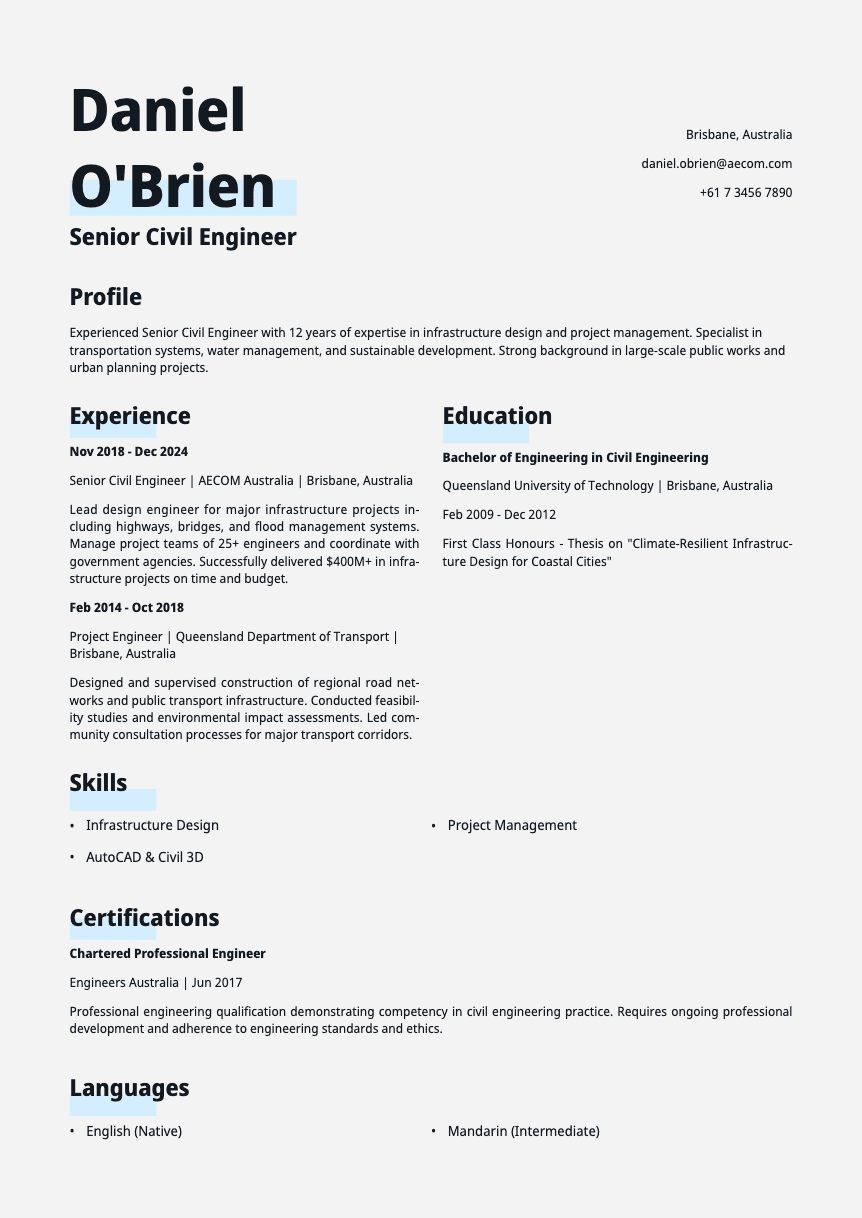 Copper - Resume template Copper - Resume and CV template preview, professional ATS-friendly design
