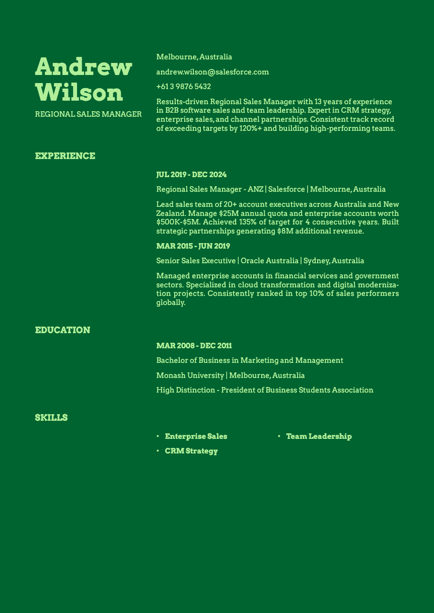Emerald - Resume template Emerald - Resume and CV template preview, professional ATS-friendly design