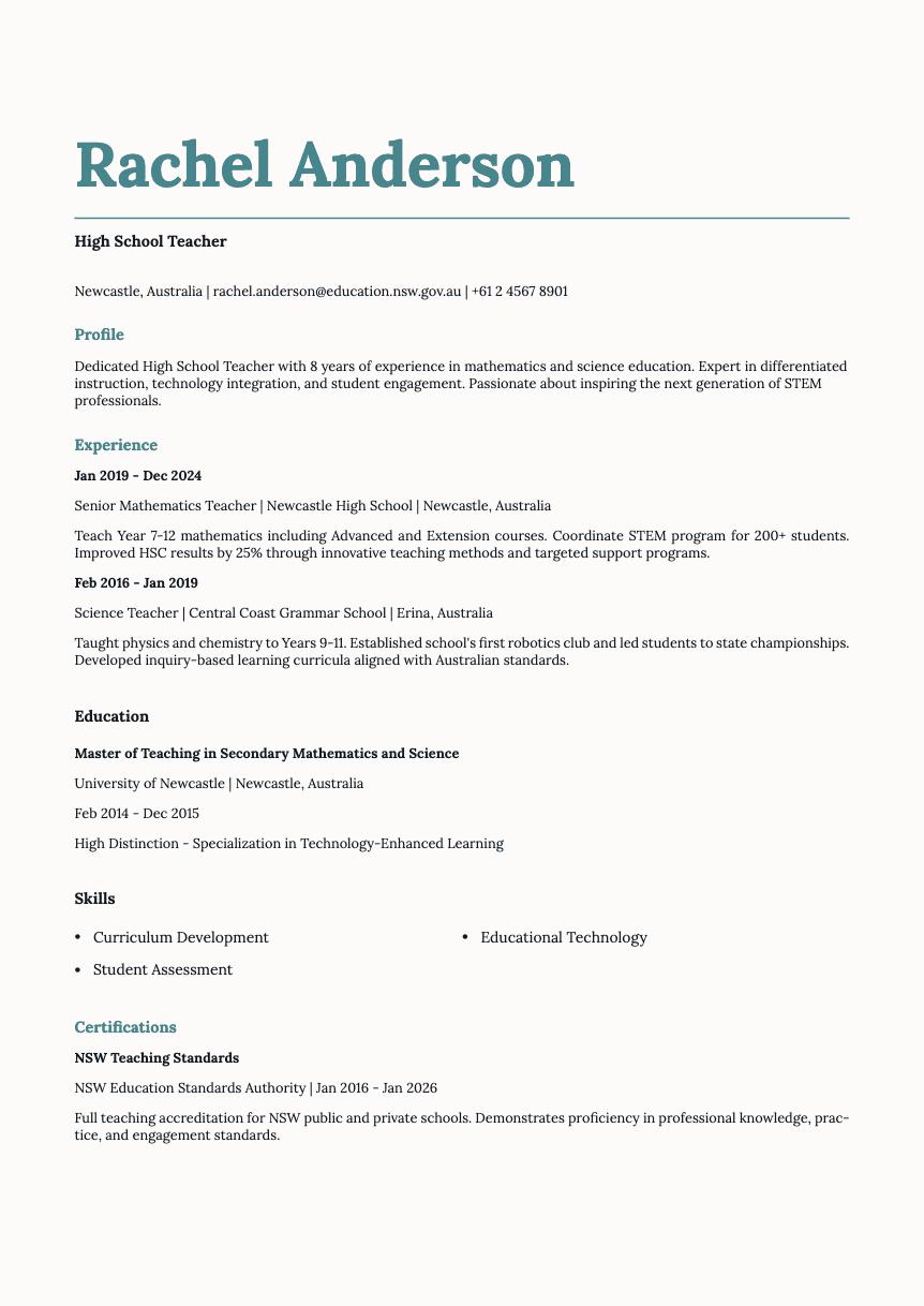 Nickel - Resume template Nickel - Resume and CV template preview, professional ATS-friendly design