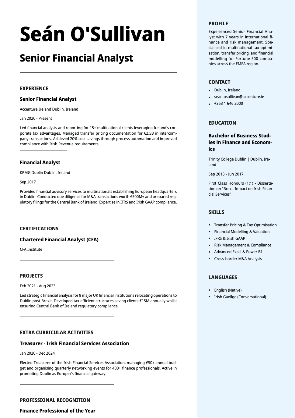 Vanta - Resume template Vanta - Resume and CV template preview, professional ATS-friendly design